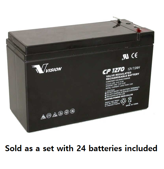PM0019-24: 12V 7AH SLA Battery, .250 Terminal (T2) - QTY: 24